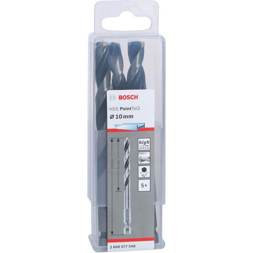 Bosch HSS spiralna burgija PointTeQ 10,0 mm sa šestougaonim HEX prihvatom pakovanje od 5 komada - 2608577548 Burgija HSS BOSCH Madras doo Beograd