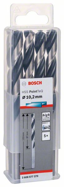 Bosch HSS spiralna burgija PointTeQ 10,2 mm paket od 5 komada Burgija HSS BOSCH Madras doo Beograd
