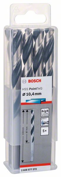 Bosch HSS spiralna burgija PointTeQ 10,4 mm paket od 5 komada Burgija HSS BOSCH Madras doo Beograd