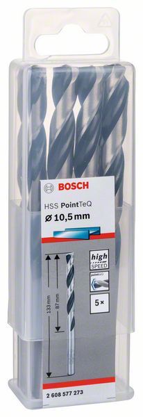Bosch HSS spiralna burgija PointTeQ 10,5 mm paket od 5 komada Burgija HSS BOSCH Madras doo Beograd