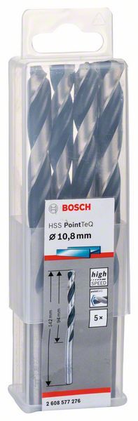 Bosch HSS spiralna burgija PointTeQ 10,8 mm paket od 5 komada Burgija HSS BOSCH Madras doo Beograd