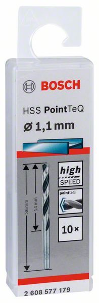 Bosch HSS spiralna burgija PointTeQ 1,1 mm paket od 10 komada Burgija HSS BOSCH Madras doo Beograd