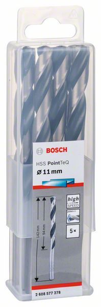 Bosch HSS spiralna burgija PointTeQ 11,0 mm paket od 5 komada Burgija HSS BOSCH Madras doo Beograd
