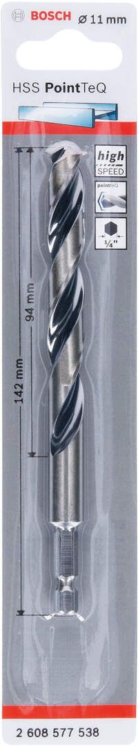Bosch HSS spiralna burgija PointTeQ 11,0 mm sa šestougaonim HEX prihvatom pakovanje od 1 komada - 2608577538 Burgija HSS BOSCH Madras doo Beograd