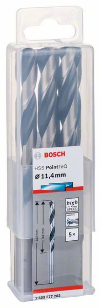 Bosch HSS spiralna burgija PointTeQ 11,4 mm paket od 5 komada Burgija HSS BOSCH Madras doo Beograd