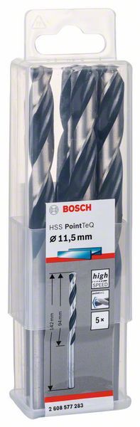 Bosch HSS spiralna burgija PointTeQ 11,5 mm paket od 5 komada Burgija HSS BOSCH Madras doo Beograd