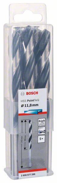 Bosch HSS spiralna burgija PointTeQ 11,8 mm paket od 5 komada Burgija HSS BOSCH Madras doo Beograd