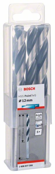 Bosch HSS spiralna burgija PointTeQ 12,0 mm paket od 5 komada Burgija HSS BOSCH Madras doo Beograd