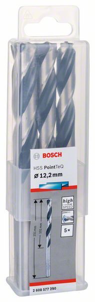 Bosch HSS spiralna burgija PointTeQ 12,2 mm paket od 5 komada Burgija HSS BOSCH Madras doo Beograd