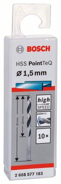 Bosch HSS spiralna burgija PointTeQ 1,5 mm paket od 10 komada Burgija HSS BOSCH Madras doo Beograd