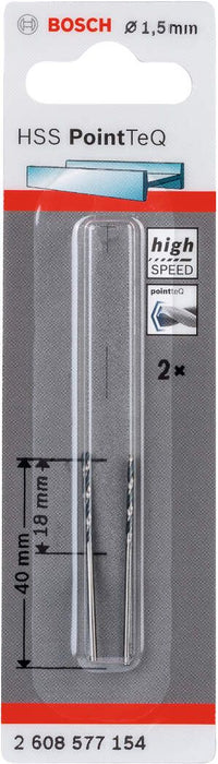 Bosch HSS spiralna burgija PointTeQ 1,5 mm pakovanje od 2 komada - 2608577154 Burgija HSS BOSCH Madras doo Beograd