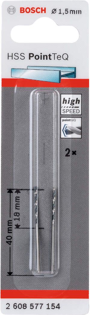 Bosch HSS spiralna burgija PointTeQ 1,5 mm pakovanje od 2 komada - 2608577154 Burgija HSS BOSCH Madras doo Beograd