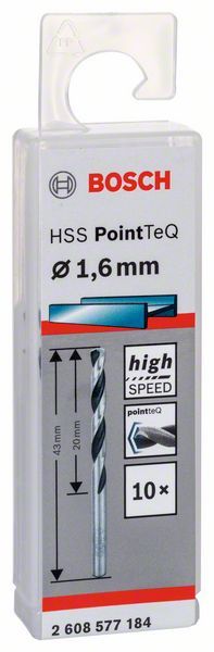 Bosch HSS spiralna burgija PointTeQ 1,6 mm paket od 10 komada Burgija HSS BOSCH Madras doo Beograd