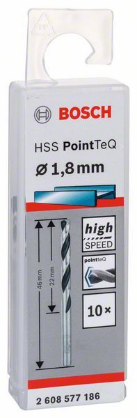 Bosch HSS spiralna burgija PointTeQ 1,8 mm paket od 10 komada Burgija HSS BOSCH Madras doo Beograd