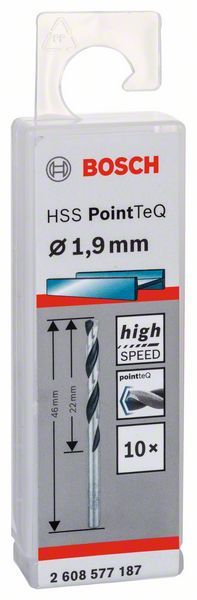 Bosch HSS spiralna burgija PointTeQ 1,9 mm paket od 10 komada Burgija HSS BOSCH Madras doo Beograd