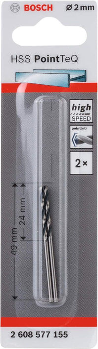 Bosch HSS spiralna burgija PointTeQ 2,0 mm pakovanje od 2 komada - 2608577155 Burgija HSS BOSCH Madras doo Beograd