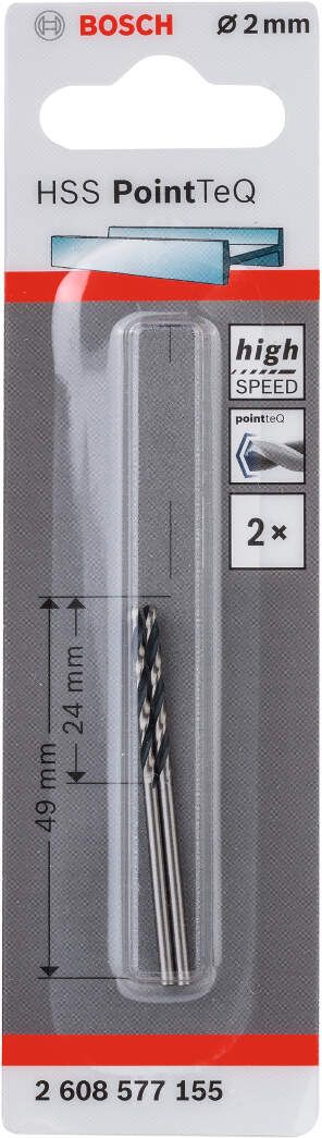 Bosch HSS spiralna burgija PointTeQ 2,0 mm pakovanje od 2 komada - 2608577155 Burgija HSS BOSCH Madras doo Beograd