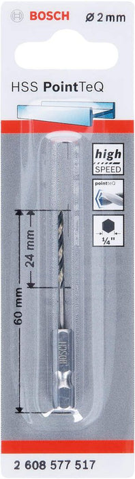 Bosch HSS spiralna burgija PointTeQ 2,0 mm sa šestougaonim HEX prihvatom pakovanje od 1 komada - 2608577517 Burgija HSS BOSCH Madras doo Beograd