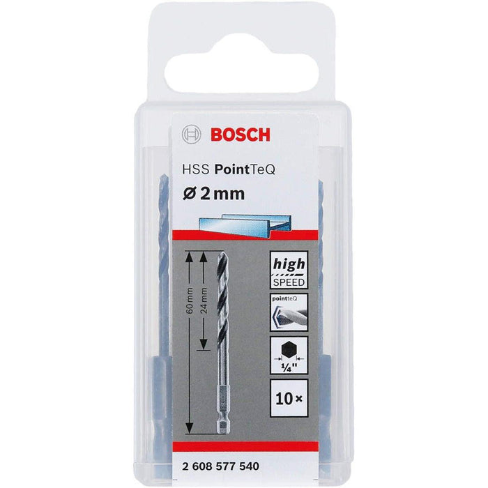 Bosch HSS spiralna burgija PointTeQ 2,0 mm sa šestougaonim HEX prihvatom pakovanje od 10 komada - 2608577540 Burgija HSS BOSCH Madras doo Beograd