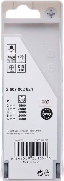 Bosch HSS spiralna burgija PointTeQ 2,0/3,0/4,0/5,0/6,0 mm sa šestougaonim HEX prihvatom pakovanje od 5 komada - 2607002824 Burgija HSS BOSCH Madras doo Beograd