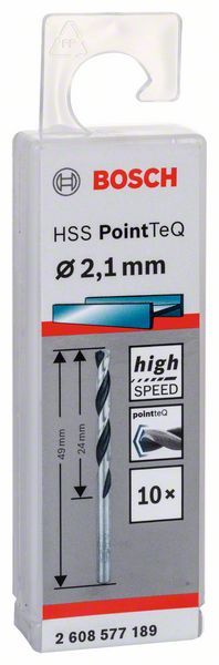 Bosch HSS spiralna burgija PointTeQ 2,1 mm paket od 10 komada Burgija HSS BOSCH Madras doo Beograd