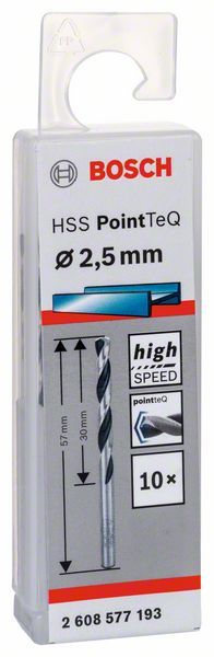 Bosch HSS spiralna burgija PointTeQ 2,5 mm paket od 10 komada Burgija HSS BOSCH Madras doo Beograd