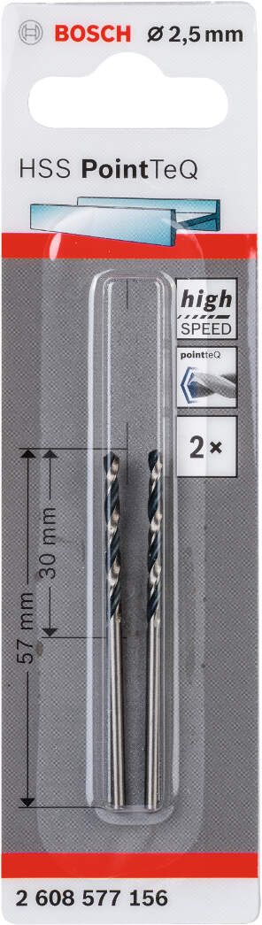 Bosch HSS spiralna burgija PointTeQ 2,5 mm pakovanje od 2 komada - 2608577156 Burgija HSS BOSCH Madras doo Beograd