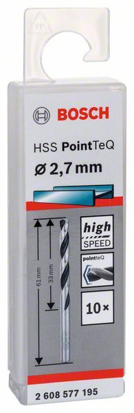 Bosch HSS spiralna burgija PointTeQ 2,7 mm paket od 10 komada Burgija HSS BOSCH Madras doo Beograd