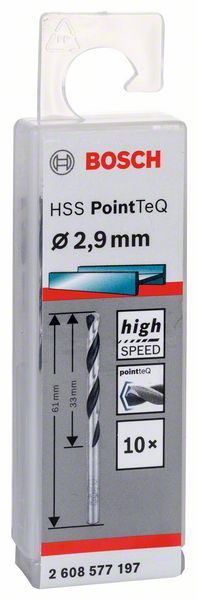 Bosch HSS spiralna burgija PointTeQ 2,9 mm paket od 10 komada Burgija HSS BOSCH Madras doo Beograd