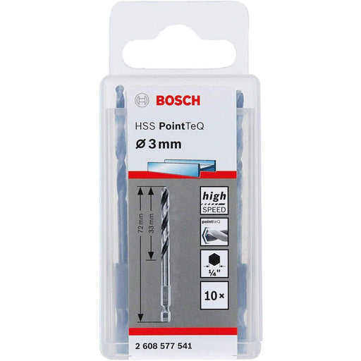 Bosch HSS spiralna burgija PointTeQ 3,0 mm sa šestougaonim HEX prihvatom pakovanje od 10 komada - 2608577541 Burgija HSS BOSCH Madras doo Beograd