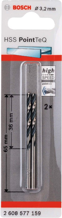 Bosch HSS spiralna burgija PointTeQ 3,2 mm pakovanje od 2 komada - 2608577159 Burgija HSS BOSCH Madras doo Beograd