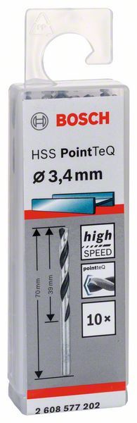Bosch HSS spiralna burgija PointTeQ 3,4 mm paket od 10 komada Burgija HSS BOSCH Madras doo Beograd