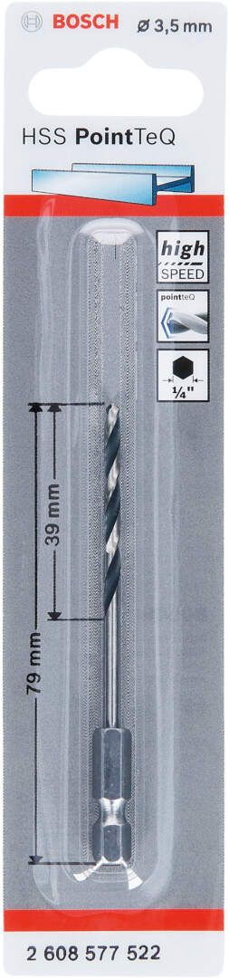 Bosch HSS spiralna burgija PointTeQ 3,5 mm sa šestougaonim HEX prihvatom pakovanje od 1 komada - 2608577522 Burgija HSS BOSCH Madras doo Beograd