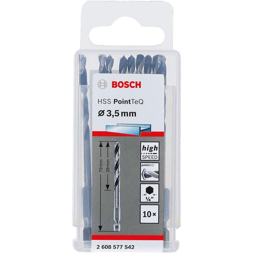 Bosch HSS spiralna burgija PointTeQ 3,5 mm sa šestougaonim HEX prihvatom pakovanje od 10 komada - 2608577542 Burgija HSS BOSCH Madras doo Beograd