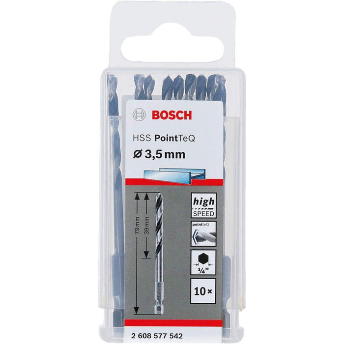 Bosch HSS spiralna burgija PointTeQ 3,5 mm sa šestougaonim HEX prihvatom pakovanje od 10 komada - 2608577542 Burgija HSS BOSCH Madras doo Beograd