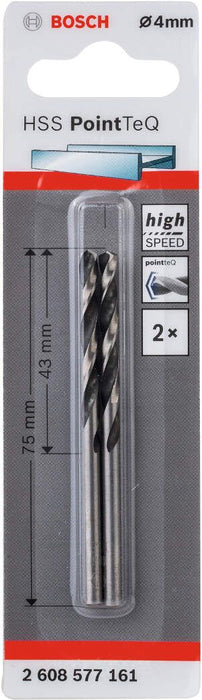 Bosch HSS spiralna burgija PointTeQ 4,0 mm pakovanje od 2 komada - 2608577161 Burgija HSS BOSCH Madras doo Beograd