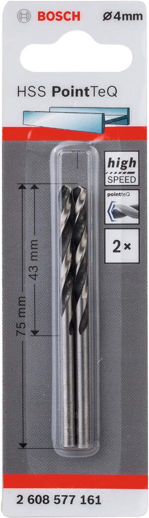 Bosch HSS spiralna burgija PointTeQ 4,0 mm pakovanje od 2 komada - 2608577161 Burgija HSS BOSCH Madras doo Beograd