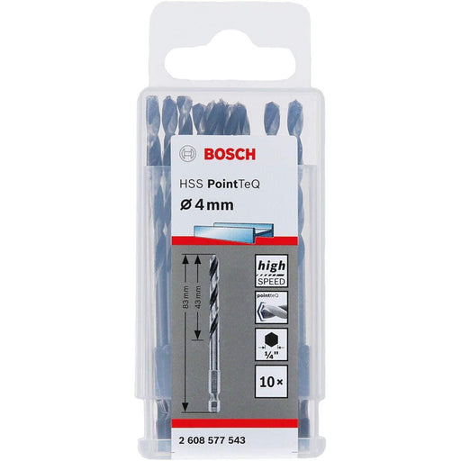 Bosch HSS spiralna burgija PointTeQ 4,0 mm sa šestougaonim HEX prihvatom pakovanje od 10 komada - 2608577543 Burgija HSS BOSCH Madras doo Beograd