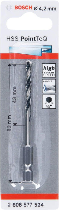 Bosch HSS spiralna burgija PointTeQ 4,2 mm sa šestougaonim HEX prihvatom pakovanje od 1 komada - 2608577524 Burgija HSS BOSCH Madras doo Beograd