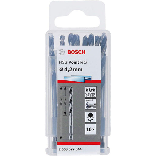 Bosch HSS spiralna burgija PointTeQ 4,2 mm sa šestougaonim HEX prihvatom pakovanje od 10 komada - 2608577544 Burgija HSS BOSCH Madras doo Beograd