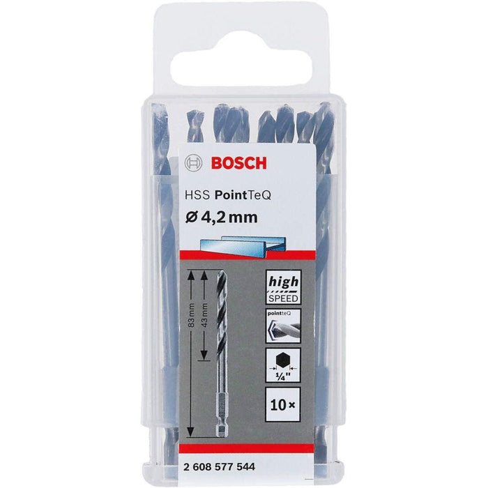 Bosch HSS spiralna burgija PointTeQ 4,2 mm sa šestougaonim HEX prihvatom pakovanje od 10 komada - 2608577544 Burgija HSS BOSCH Madras doo Beograd
