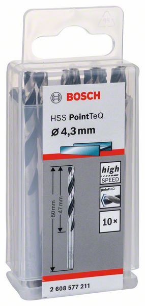 Bosch HSS spiralna burgija PointTeQ 4,3 mm paket od 10 komada Burgija HSS BOSCH Madras doo Beograd