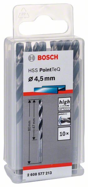 Bosch HSS spiralna burgija PointTeQ 4,5 mm paket od 10 komada Burgija HSS BOSCH Madras doo Beograd