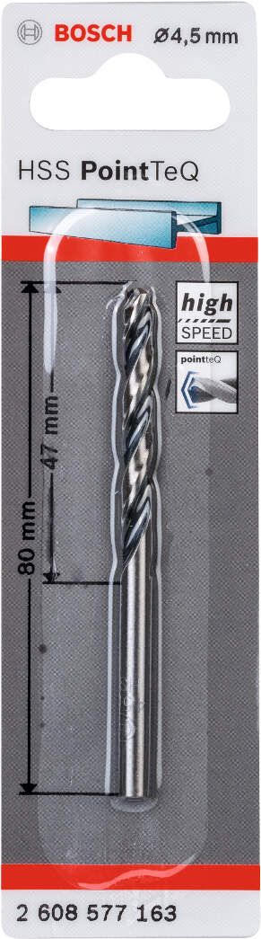 Bosch HSS spiralna burgija PointTeQ 4,5 mm pakovanje od 1 komada - 2608577163 Burgija HSS BOSCH Madras doo Beograd