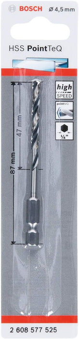 Bosch HSS spiralna burgija PointTeQ 4,5 mm sa šestougaonim HEX prihvatom pakovanje od 1 komada - 2608577525 Burgija HSS BOSCH Madras doo Beograd