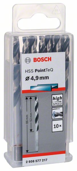 Bosch HSS spiralna burgija PointTeQ 4,9 mm paket od 10 komada Burgija HSS BOSCH Madras doo Beograd