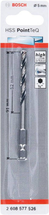 Bosch HSS spiralna burgija PointTeQ 5,0 mm sa šestougaonim HEX prihvatom pakovanje od 1 komada - 2608577526 Burgija HSS BOSCH Madras doo Beograd