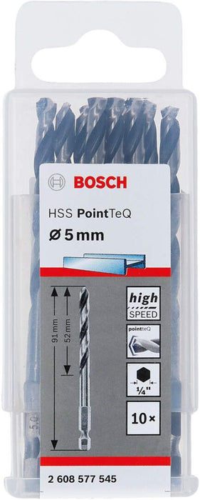 Bosch HSS spiralna burgija PointTeQ 5,0 mm sa šestougaonim HEX prihvatom pakovanje od 10 komada - 2608577545 Burgija HSS BOSCH Madras doo Beograd
