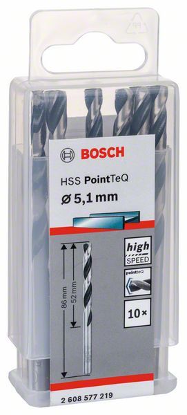 Bosch HSS spiralna burgija PointTeQ 5,1 mm paket od 10 komada Burgija HSS BOSCH Madras doo Beograd