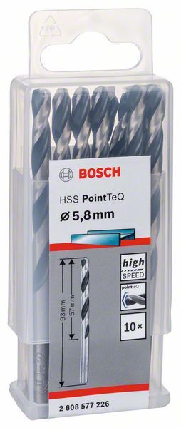 Bosch HSS spiralna burgija PointTeQ 5,8 mm paket od 10 komada Burgija HSS BOSCH Madras doo Beograd